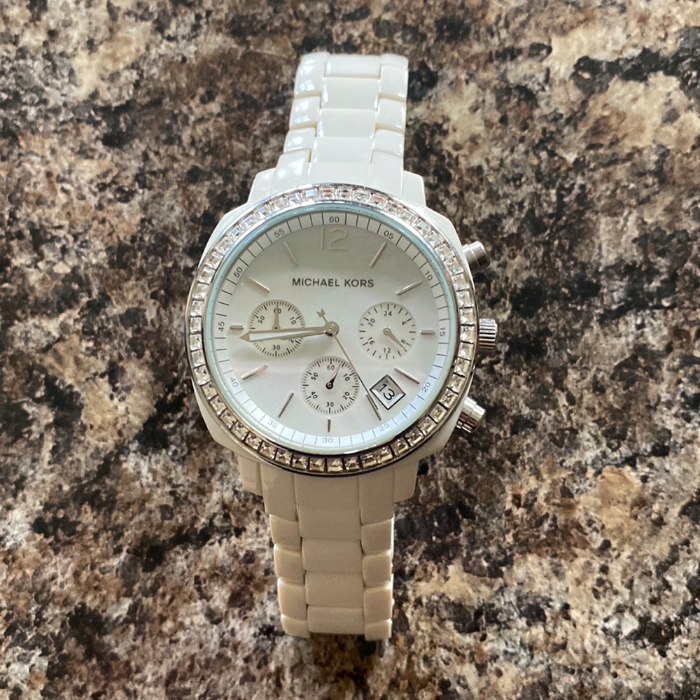 Michaels Kors White Watch with Crystals